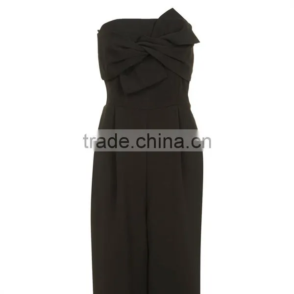 Dongguan Sexy Chic All Black Strapless Tie Bandeau Jumpsuit photo-5