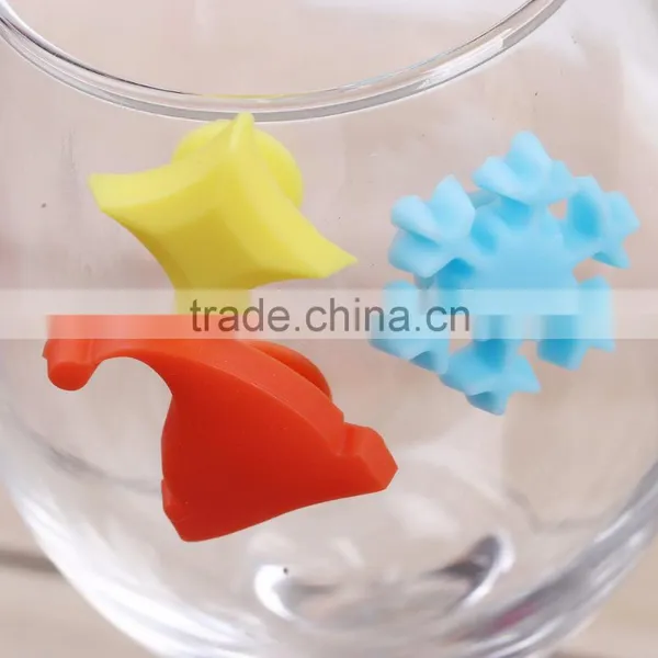 Party Supplier Multicolor Silicone Wine Glass Charms Party Barware Wine Glass Markers photo-2