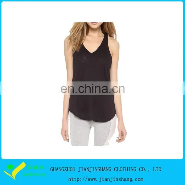 Deep V Collar Black Color New Hot Tank Top Loose Fit Tank For Hot Girl