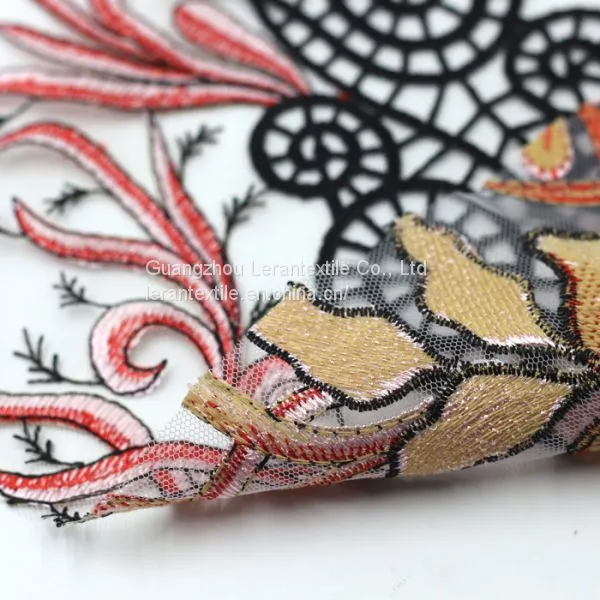 Chinese Style Embroidered Tulle Lace Fabric for Dress photo-3