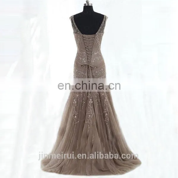 Vintage V-Neck Mermaid Evening Dresses Formal Long Mother of The Bride Dress Prom Gown Vestidos photo-3