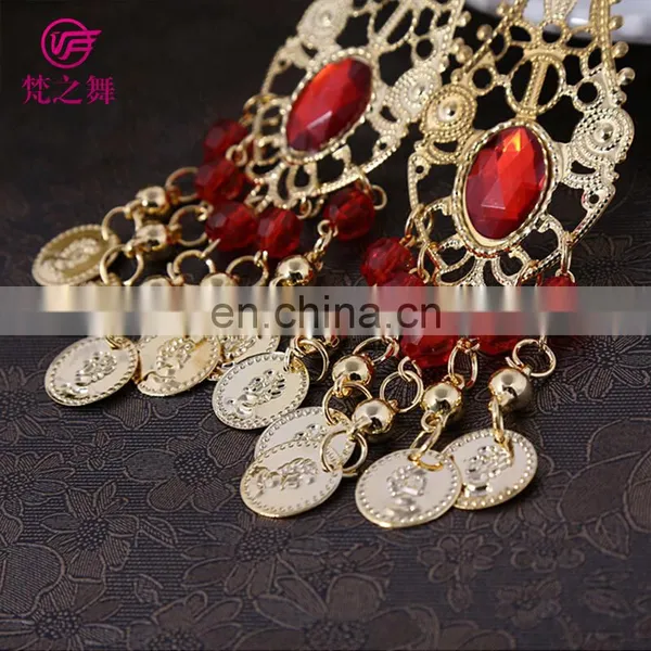 Arabic Professional Gold Coin and Diamond Belly Dance Earrings Jewelry Accessory P-9007# photo-5