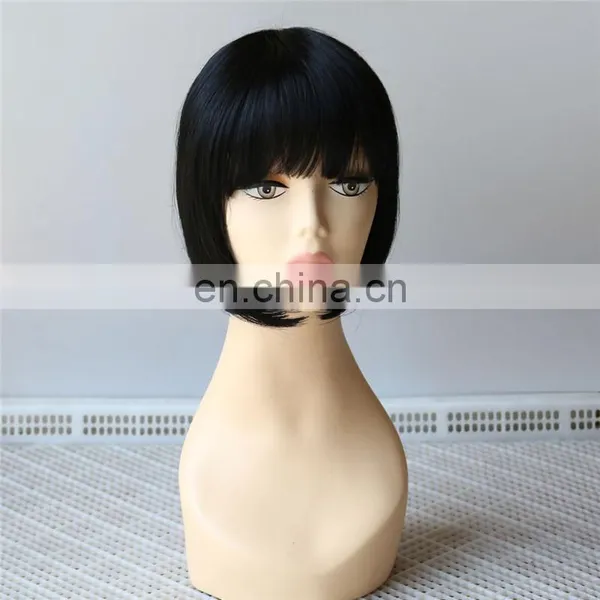 Short Straight Natural Black Cosplay Wig Heat Resistant Fiber Bob Style Synthetic Hair Wigs Cheap Party Wigs