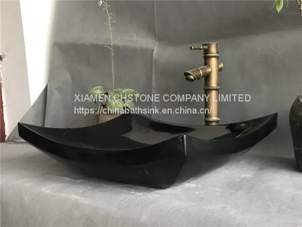 Nero Marquina Marble Bathroom Vessel Rectangular Sink Black Marble Wash Basin