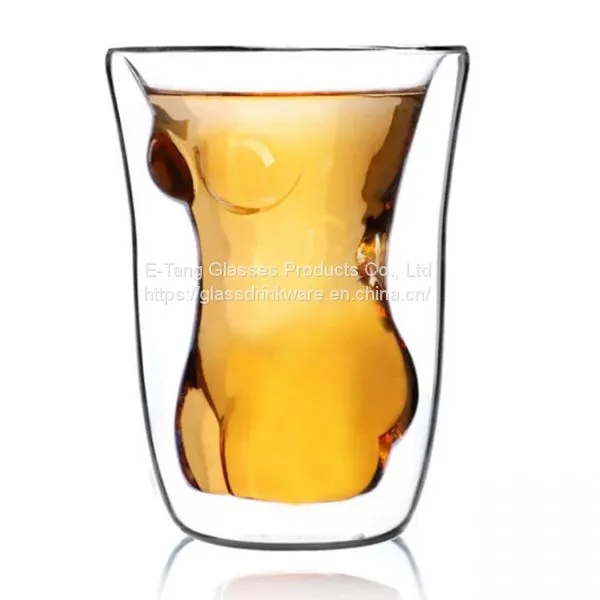 Custom 5Oz Sexy Lady Double Wall Borosilicate Glass Mug Whisky Beer Wine Cup photo-2