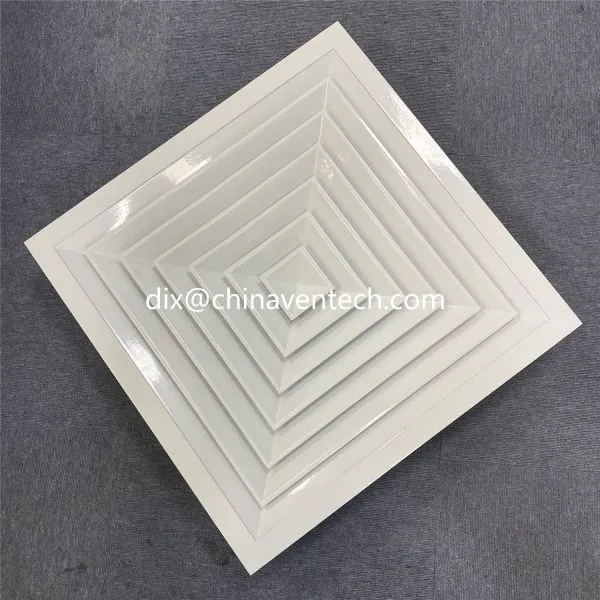 HVAC Air Terminals Ceiling Square Ventilation 4 Way Diffuser