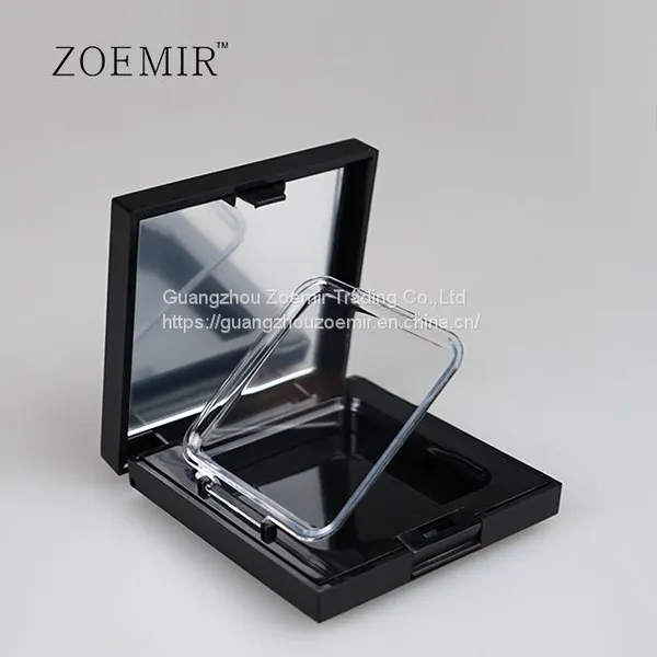 Mini Elegant Black Square Empty Compact Powder Case For Makeup photo-4