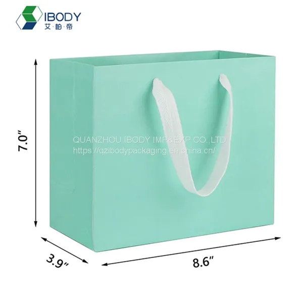 Customized Luxury Golden Hot Stamping Shopping Bag With Ribbon Handle White Cardboard Paper Bag photo-2