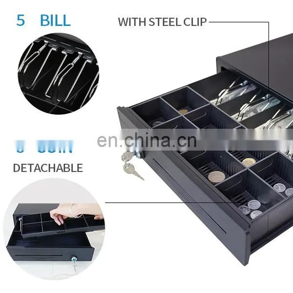 5 Bills 8 Coins POS Cash Drawer Metal 4 Bills and 5 Coins Checkout Counters Cash Holders photo-3