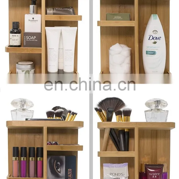 360 Degree Bamboo Cosmetic Organizer Multifunction Storage Carousel for Makeup Toiletries and More Great for Vanity Desk photo-5