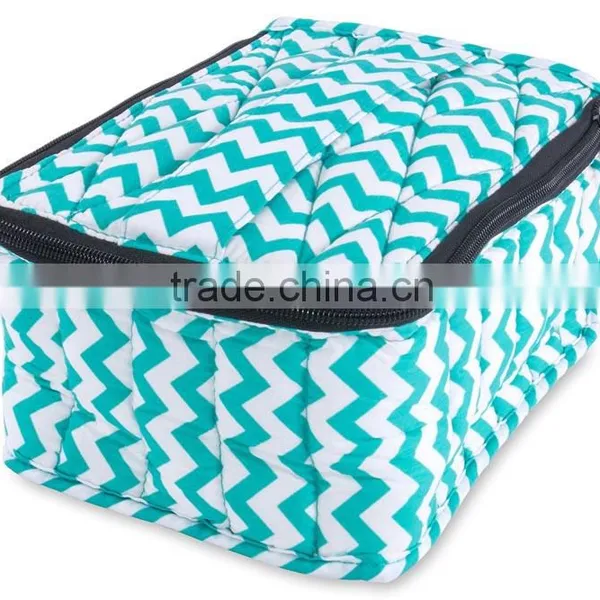 OEM Blue/white Chevron Canvas Essential Oil Carrying Bag,30 Bottles Popular Design Printed Canvas Essential Oil Carry Case photo-2