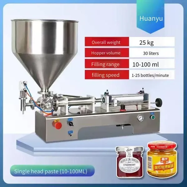 dg-100 pneumatic paste quantitative filling machine, semi-automatic small-scale filling and dispensing machine for sesame oil and sesame paste