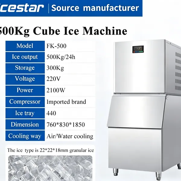 Energy Saving 500kg Ice Cube Making Machine for Large Kitchen, Food Court & Shopping Mall photo-2