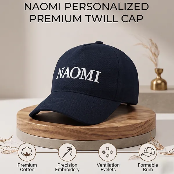 Estética de Luxo Silencioso, Personalização de Nome, Brocação de Letras Pretas, Chapéu de 5 Painéis Branco, Vermelho e Azul