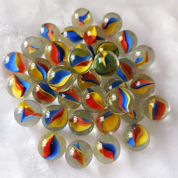 16mm x 25mm Cat's Eye High-White Three-Color Glass Marble Jumper Game Machine Use photo-2
