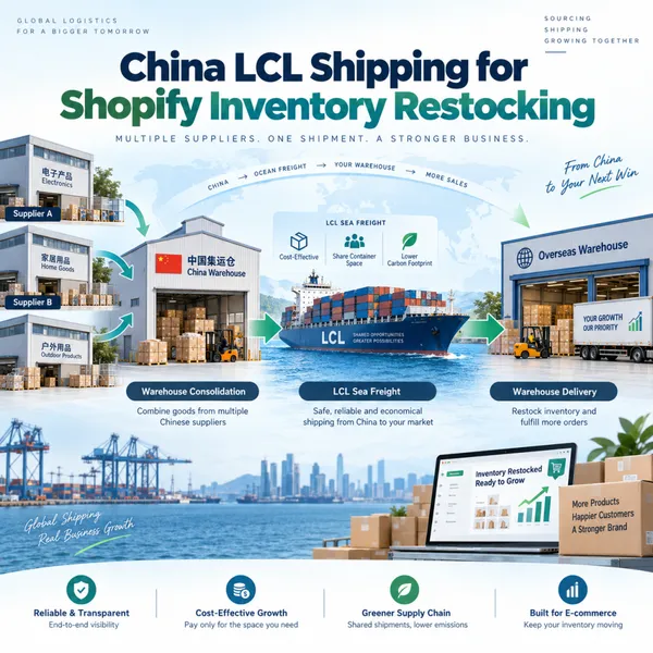 China LCL Shipping Service for Shopify Inventory Restocking