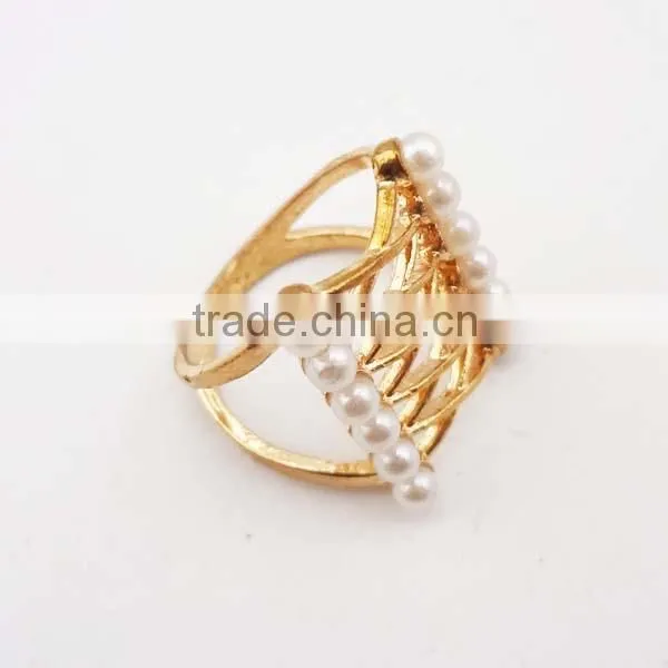Newest Interlaced Fashion Gold Plating Pearl Ring Jewelry photo-2