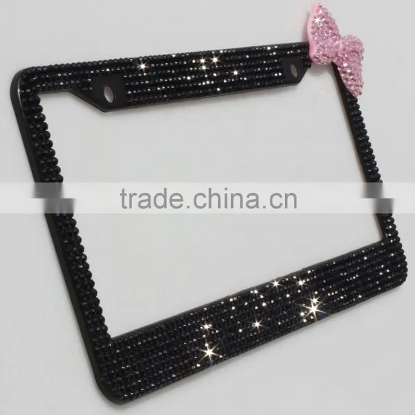 Rhinestone Bling Girls License Plate Frames Crystals With Bow photo-2