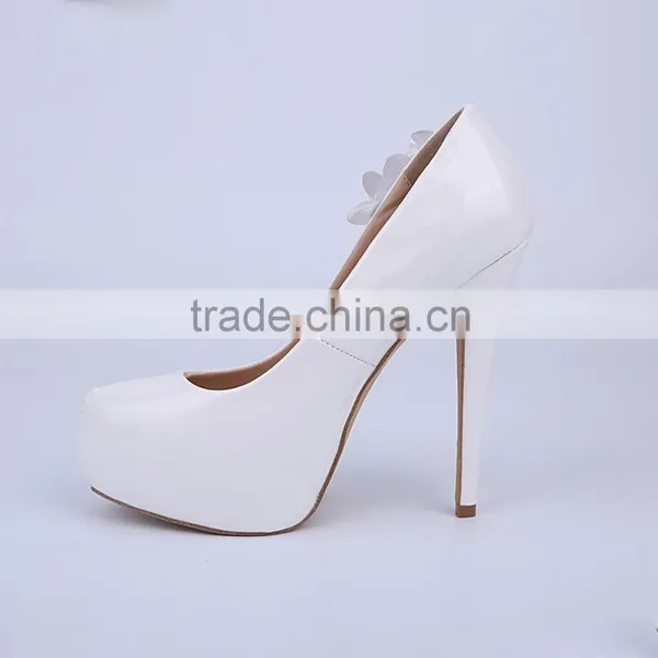 Patent Leather Flower Wedding Dress Shoes Sky-high Stiletto Girl High Heels Platfrom Shoes Women Party Pumps photo-2