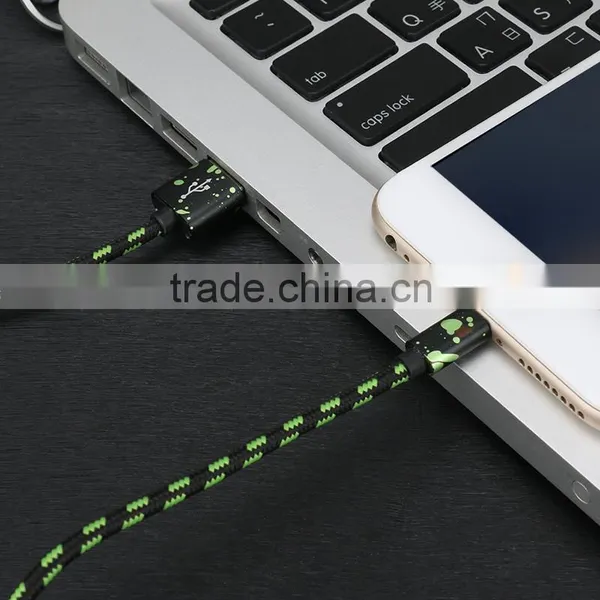 USAMS SJ070 Camouflage Series1m Spot Nylon Braided Cable for Iphone6s Plus/6s/6/5s 2AMetal Quick Charging Cable for Iphone 6plus photo-5