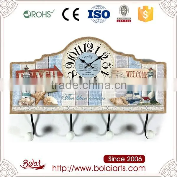 Cross-linked With a Hook the Blue Ocean Mdf Oriental Wall Clock