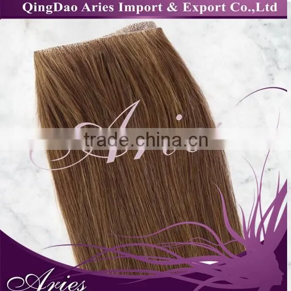Remy Hand Tied Human Hair Weft Extensions Skin Weft PU Silky Straight photo-2