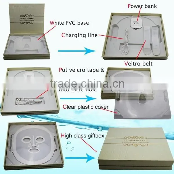 3 Colors Blue Yellow Red LED Light Facial Mask Pack for Skin Rejuvenation photo-3