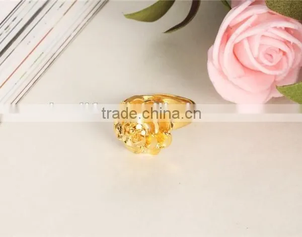 Jewelry Gold Plated Copper Elegant Design for Women Rose Shaped Ring photo-4