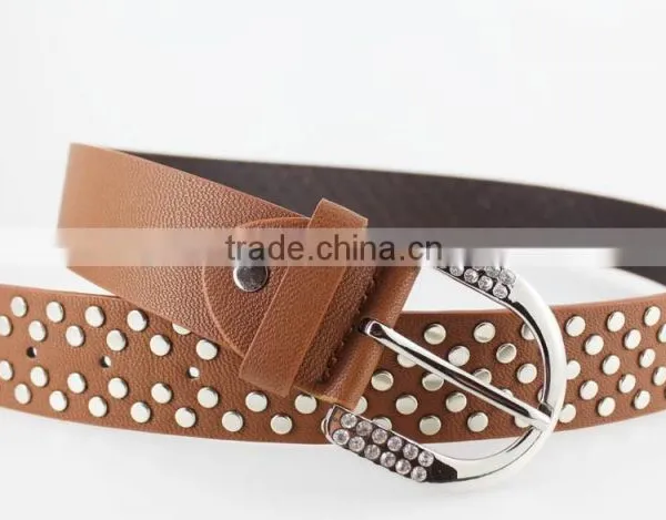 Women FULL Flat Metal Fashion PU Beaded Belts With Shiny Rhinestone Accessories for Jeans photo-4