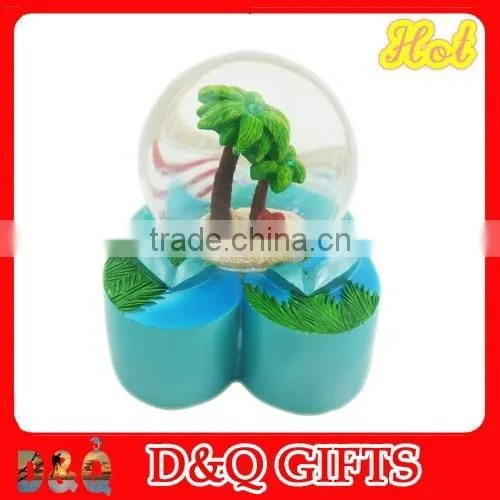 Polyresin Souvenir Snow Globe With Double Coconut Palm Tree Inside photo-2