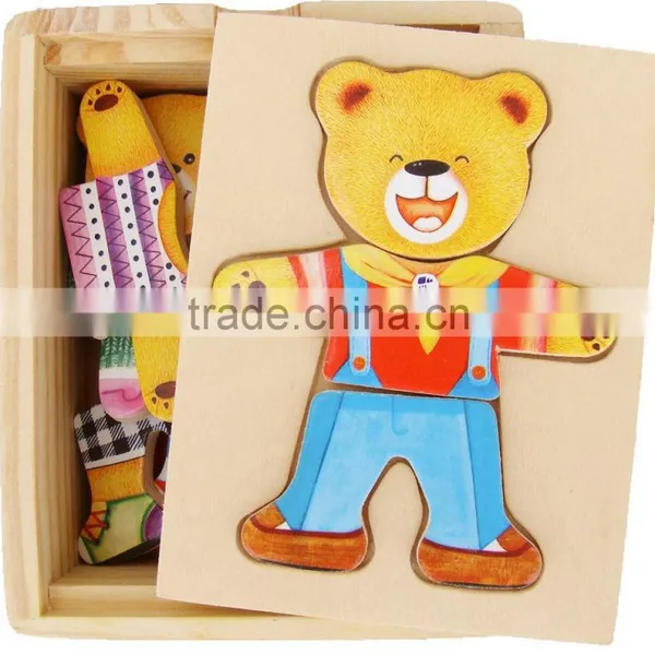 Wooden Bear Family Dress-up Puzzle