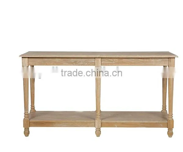 French Style Vintage Oak Wood Side Table photo-2