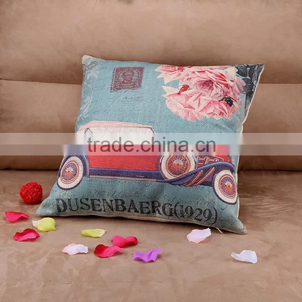 2015 Digital Printing Cartoon Car Series Cushion Cover Cotton and Linen Hold Pillow photo-5