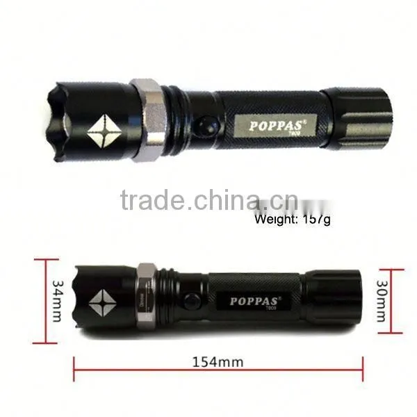 Promotion POPPAS T809 3W XPE Zoomable Bright Rechargeable Aluminium 18650 Battery Led Torch Flashlight photo-4
