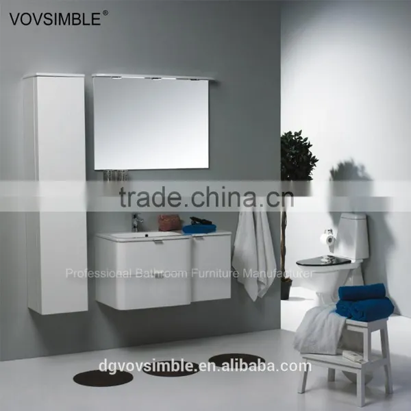 High Quality Euro Style White Gloss Painting Vanity Bathroom , Bathroom Furniture Sets
