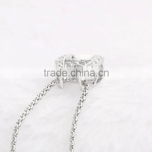 925 Sterling Silver Horse Shoe Shape Dancing Stone Pendant Necklace Jewelry SPG900W photo-4