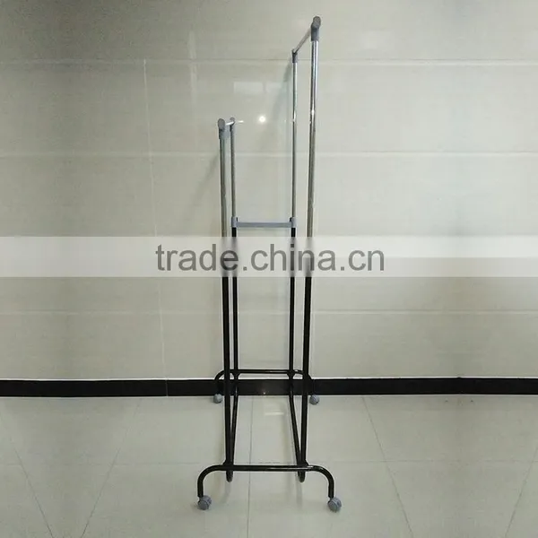 Double Pole Iron Pipe Adjustable Garment Rack Telescopic Stand Clothes Drying Rack Manufacturer Supplier photo-3