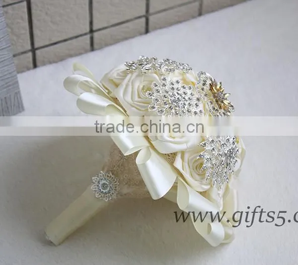 Custom Stunning Immortal Ribbon Rose Wedding Bouquets photo-4