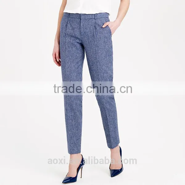 Oem Clothes Factory Pleated Sky Dyed Formal Style Custom Ladies Office Trousers photo-2