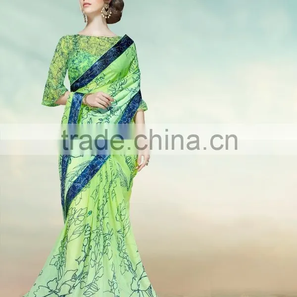 Lovable Liril Green Georgette Designer Saree/Designer Sarees/Wholesale Sarees
