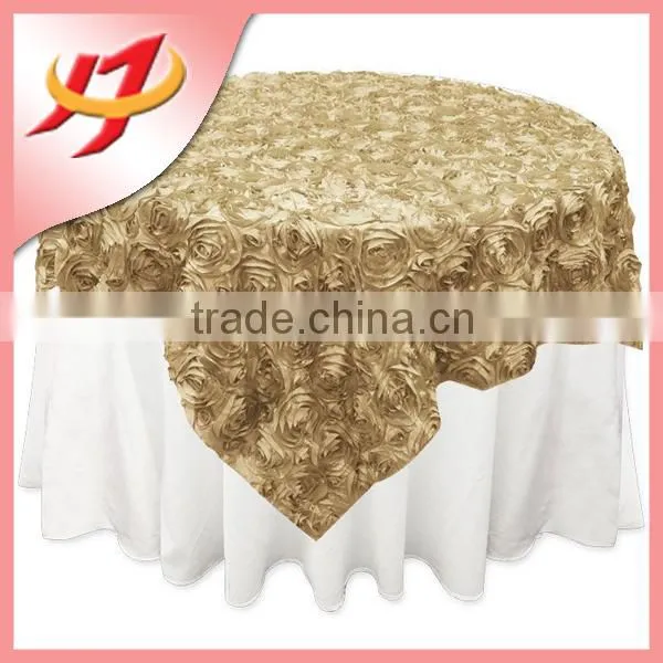 Wedding Decorative Satin Rosette Table Cover Round Table Overlay photo-4