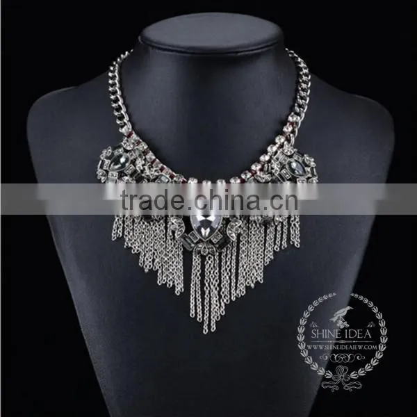 High Quality Vintage Rhinestone Chunky Statement Necklace Tin Alloy Fashion Women Pendant Necklace 6390072 photo-2