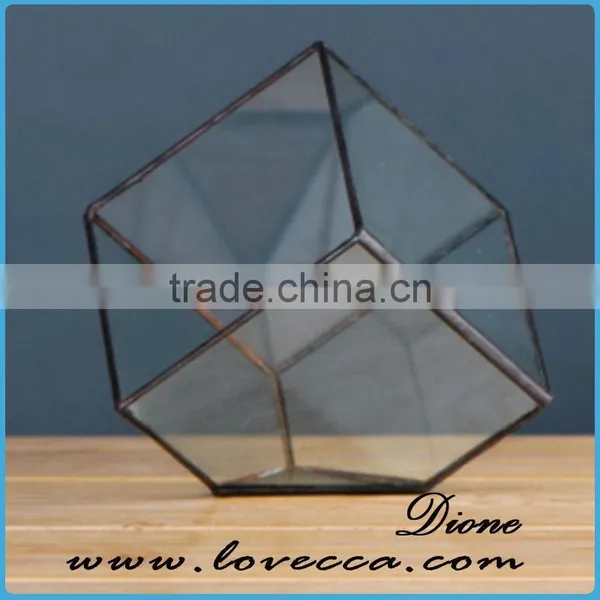 Attractive Indoor Decor Flower Clear Terrarium Copper Glass Vase photo-3