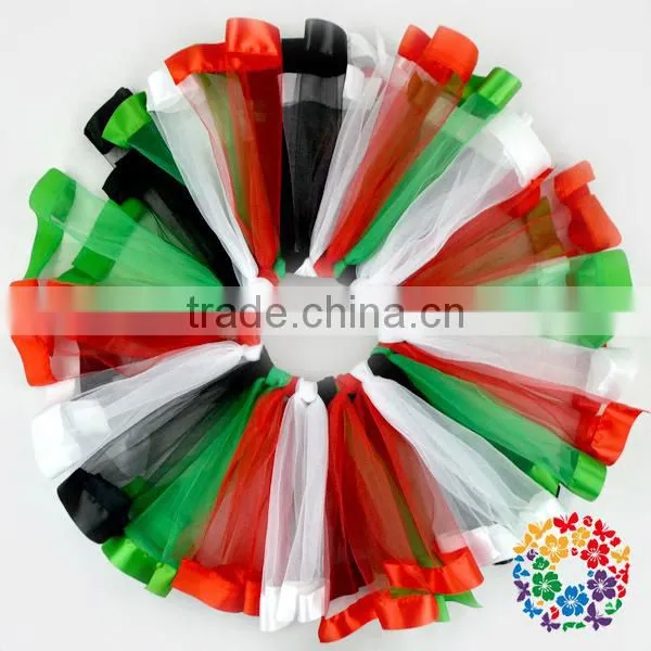 Red White And Green Christmas Girl Skirt Posh Design For Girl's Tulle Skirt Handmand Vogue Chiffon Tulle Skirt For Girl photo-3