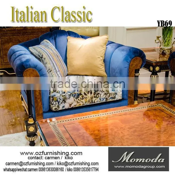 YB69 Italian Style Luxury Carved Living Room Furniture Classic Soild Wood Sofa photo-4