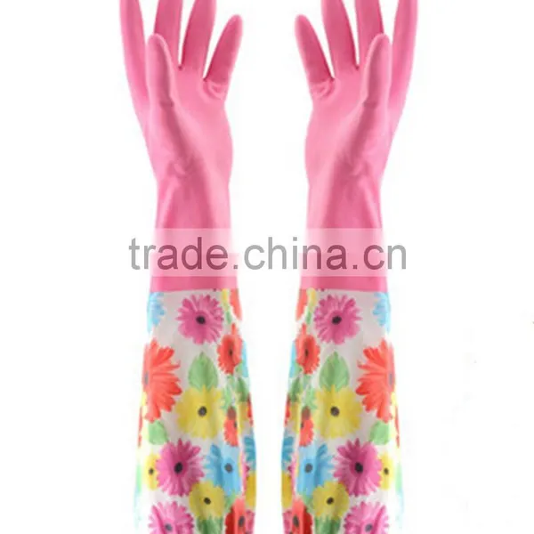 Long Velvet Gloves Housework Dishwashing Gloves Latex Rubber Gloves Thick Warm Laundry Gloves photo-2