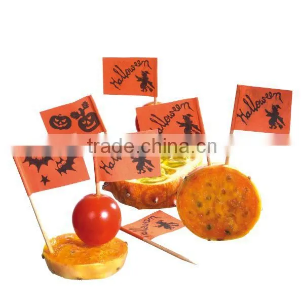 Halloween Round Food Small Paper Flags
