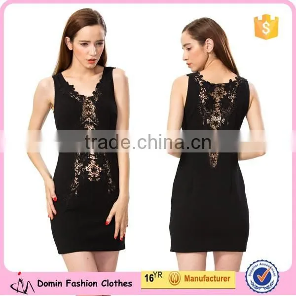2015 Celebrity See Through V Neck Lace Insert Sexy Mini Dress photo-2