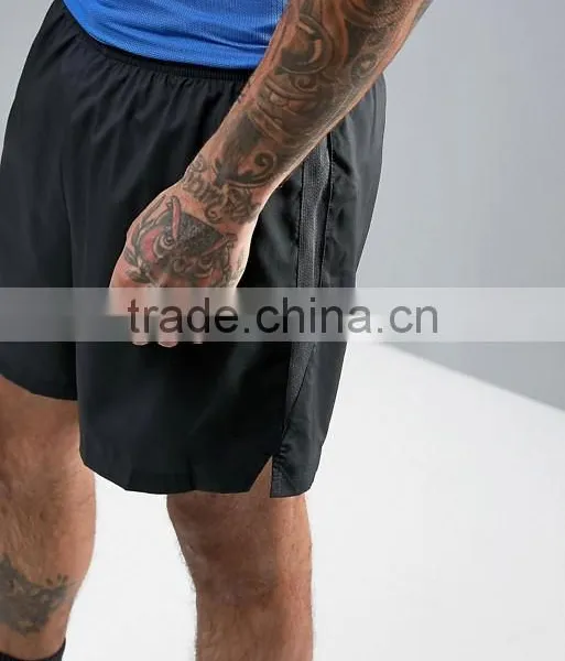 High Quality New Design Custom 100% Polyester Black Men's Fashion Gym Sport Running Shorts photo-3