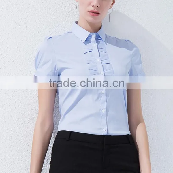 Women Short Sleeve Shirt, 2017 Spring and Summer New Business, Leisure, Self-cultivation, Lotus Leaf Side Collar Shirt photo-4